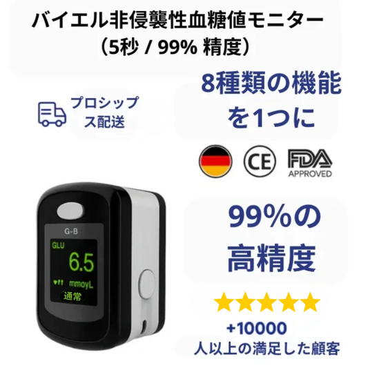 バイエル非侵襲式血糖値モニター – 5秒測定 / 99％の精度 ＋ 特別無料プレゼント